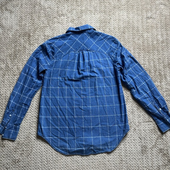 A New Day Woman's XS Blue Long Sleeve Button Up Shirt Collared Windowpane - Picture 5 of 6